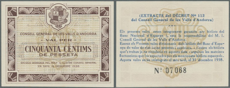 Andorra: 50 Centims 1939 P. 5, only a light corner dint at lower right, otherwis...
