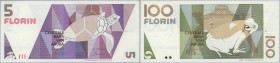 Aruba: official collectors book issued by the Central Bank of Aruba commemorating the first Banknote series of National design, containing 5, 10, 25, ...