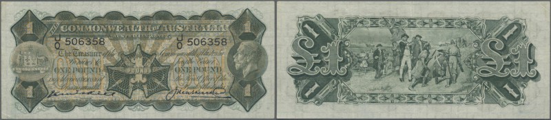 Australia: 1 Pound ND P. 16b, vertical folds, pressed, still strong paper and ni...