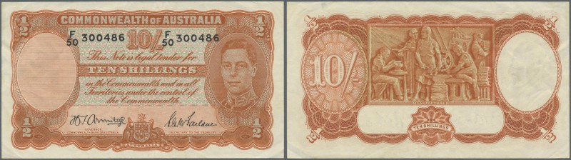 Australia: 10 Shillings ND(1942) P. 25b, creases in paper, condition: VF+.