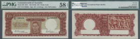 Australia: 10 Pounds ND(1942), P.28b with signature Armitage/McFaralane, P.28b PMG 58 Choice abt UNC EPQ V10 199688 Rare