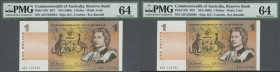 Australia: Pair of the 1 Dollar ND(1968) Rare Signature Coombs/Randall running pair AGV 235084, 235085 PMG 64 Choice UNC (2pcs)