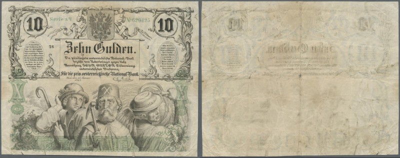 Austria: Privilegierte Oesterreichische National-Bank 10 Gulden 1863, P.A89, hig...