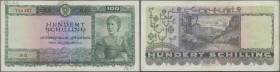 Austria: 100 Schilling 1947, P.124, lightly stained paper with vertical fold and some other minor creases, annotations at lower right and upper left. ...