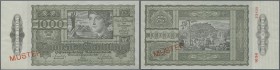 Austria: 1000 Schilling 1947 Specimen P. 125s, perforated and overprinted ”MUSTER”, unfolded, 2 pinholes at upper left, handling and dints in paper, c...