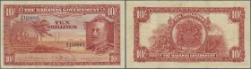 Bahamas: 10 Shillings L.1919, P.6, very rare and hard to get note in very nice condition with lightly yellowed paper, several folds and a few minor sp...