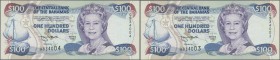 Bahamas: rare set of 2 CONSECUTIVE notes of 100 Dollars 1996 P. 67, hard to find as consecutive pair in condition: UNC. (2 pcs)