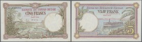 Belgian Congo: 5 Francs December 26th 1924, Place of issue: Matadi, P.8c in almost perfect condition, except a tiny dint at upper left and a few tiny ...