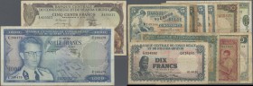 Belgian Congo: Set with 13 Banknotes 1940's to 1950's with 4 x 5 Francs 1943-1952, 10 Francs 1941 and 1942, 20 Francs 1953, 2 x 10 Francs 1955 and 195...