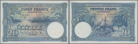 Belgian Congo: 20 Francs 1946, P.15E, tiny brownish spots and a few minor creases in the paper. Condition: VF+