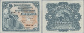 Belgian Congo: 5 Francs 1953, P.21 in UNC condition