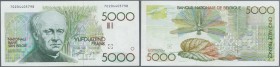 Belgium: 5000 Francs ND(1982-92) P. 145a, crisp original with only a corner fold at upper right, condition: aUNC-.
