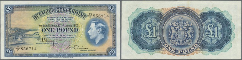 Bermuda: 1 Pound February 17th 1947, P.16, great original shape with strong pape...