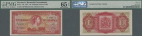 Bermuda: 10 Shillings 1957 P. 19b, condition: PMG graded 65 Gem UNC EPQ.