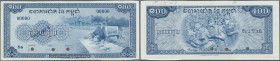 Cambodia: 100 Rials ND(1956-72) Specimen P. 13s, a bit miscut at lower border, condition: UNC.