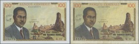 Cameroon: pair of the 100 Francs ND(1962) P.10, one inalmost uncirculated condition with a few tiny spots only and the other one in Fine condition wit...