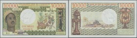 Cameroon: 10.000 Francs ND P. 18a, light center fold, tiny pinholes at left, crispness in paper and bright colors, condition: XF.