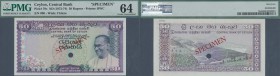 Ceylon: 50 Rupees ND P. 79s, condition: PMG graded 64 Choice UNC.