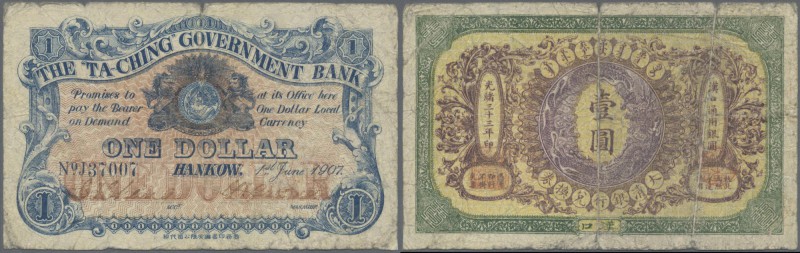 China: Ta-Ching Government Bank, Hankow Branch, 1 Dollar 1907, P.A66a, highly ra...