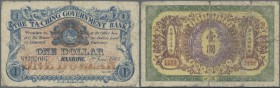 China: Ta-Ching Government Bank, Hankow Branch, 1 Dollar 1907, P.A66a, highly rare note in still nice condition with a few border tears, stained paper...