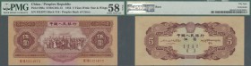 China: Peoples Republic 5 Yuan 1953 P. 869a in condition: PMG graded 58 Choice aUNC NET.