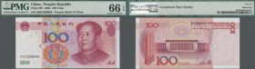 China: 100 Yuan 2005 P. 907 with low serial number #Q00C000088 in condition: PMG graded 66 GEM UNC EPQ.