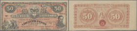 Colombia: Banco Nacional de la República de Colombia 50 Pesos 1900, P.S279, lightly toned paper with a few minor creases, otherwise perfect. Condition...