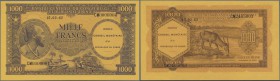 Congo: intersting printers note on colored paper without watermark, offset print with overprrinted date and serial numbers on front and back of 1000 F...