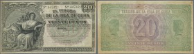 Cuba: 20 Pesos 1891 P. 41b, unsigned remainder, unfolded, crisp but trimmed borders, no holes, condition: VF.