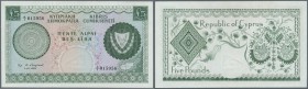 Cyprus: 5 Pounds 1961, P.40a, beautiful note in excellent condition with minor spots and creases in the paper. Condition: XF+