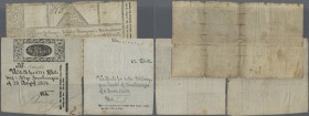 Denmark: set of 3 notes containing 1 Rigsdaler Courant 1801 P. A28 (G with large tears), 8 Skilling 1809 P. A40 (VF+), 12 Skilling 1809 P. A41 (F+ to ...