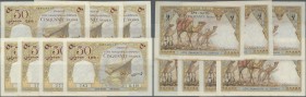 Djibouti: set of 8 banknotes 50 Francs ND P. 25 all from the same bundles with serial numbers that are quite near to each other, light stain traces at...