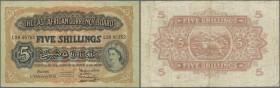 East Africa: set of 2 notes 5 Shillings 1952 and 1956 P. 33, both in similar conditoin with folds and creases, one with center hole, no tears, no repa...