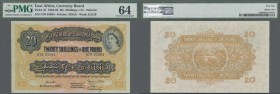 East Africa: 20 Shillings = 1 Pound 1955 P. 35 portrait QEII, condition: PMG graded 64 Choice UNC.
