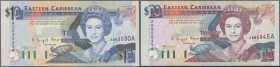 East Caribbean States: Set with 4 Banknotes ND(1994) containing 5 Dollars Montserrat P.31m, 10 Dollars Antigua P.32a, 20 Dollars Antigua P.33a and 50 ...