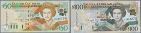 East Caribbean States: Set with 6 Banknotes series ND(2000) comprising $5 x2 F200925, A869023M, $10 E256345K, $20 F116805A, $50 C509679A, $100 C224327...