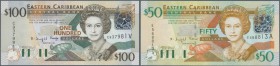 East Caribbean States: Set with 11 Banknotes East Caribbean States series ND(2003) containg 5 Dollars MONTSERRAT, SAINT KITTS and SAINT VINCENT, 10 Do...