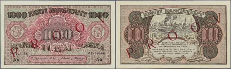 Estonia: 1000 Marka ND(1922) Specimen Proof P. 59sp, front and back seperately p...
