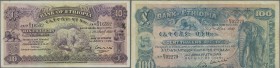 Ethiopia: Highly rare set with 4 Banknotes comprising 5 Thalers 1932 P.7 (in XF), 10 Thalers 1933 P.8 (in VF), 50 Thalers 1932 P.9 (in F+) and 100 Tha...