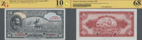Ethiopia: 10 Dollars 1945 SPECIMEN, P.14s in perfect condition, ZG graded 68 GUnc