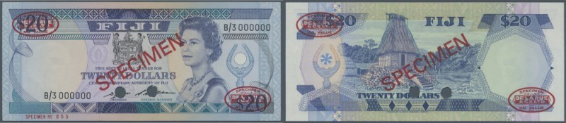 Fiji: 20 Dollars ND(1986) SPECIMEN, P.85s1 with ovpt. Specimen, cancellation hol...