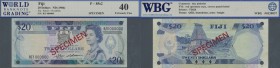 Fiji: 20 Dollars ND(1986) Specimen P. 85s2, condition: WBG graded 40 XF.