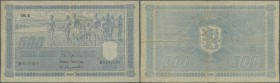 Finland: 500 Markkaa 1945 P. 89 in used condition with several folds and creases, minor center hole, no tears, still nice colors, condition: F.