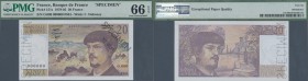 France: 20 Francs 1980 Specimen P. 151 with zero serial numbers and Specimen perforation, PMG graded 66 Gem UNC EPQ.