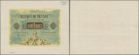 France: This 100 Francs 1861 Proof print of an unissued design was unknown until now. Produced by or for the Banque de France this proof is printed on...