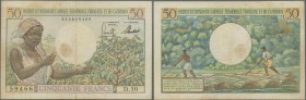 French Equatorial Africa: Institut d'Émission de l'Afrique Équatoriale Française et du Cameroun 50 Francs ND(1957), P.31, vertically folded with a few...