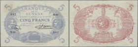 French Guiana: Banque de la Guyane 5 Francs L. 1901 (1922-1947) with signature: ”Directeur” M. Buy, P.1e, very nice condition with still crisp paper a...
