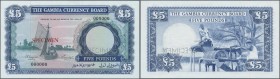 Gambia: The Gambia Currency Board 5 Pounds ND(1965-70) SPECIMEN, P.3s with a tiny dint at upper center margin, otherwise perfect: aUNC