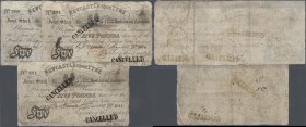Great Britain: set with 3 Banknotes 5 Pounds issued by the Newcastle upon Tyne Banking Company, dated May 1st 1838, December 1st 1838 and July 1st 184...