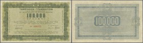 Greece: 100.000 Drachmai 1942 P. 137a, vertical and horizontal folds, creases in paper but no holes or tears, tiny repair at left border, condition: F...